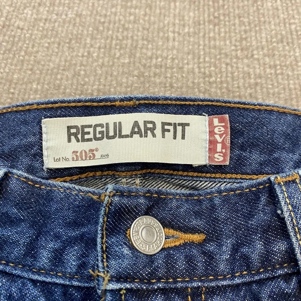 Vintage Levis 505 Jeans Mens 33x29 Blue Wash 90s Y2K Straight Leg‎ Denim Hemmed